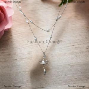 [COD] Fashion Change Double-layer Imitation Necklaces For Women Water Drop Pendant Necklace Saturn Star Zircon Neck Chains Jewelry