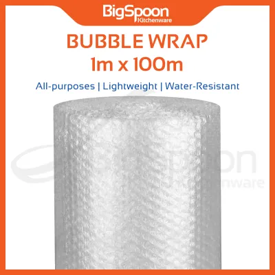 BIGSPOON 1m x 100m Bubble Wrap | Single Layer Air Bubble Roll | Packing Thick Plastic Cushioning | Lightweight Courier Packaging Fragile Wrap Protective Shipping Material
