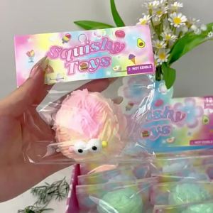 Colorful Yarn Monster Squishy Toy Soft Squeeze Fidget Decompression Toy Goodie Bag Fillers for Kids