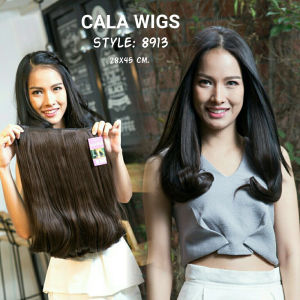แฮร์พีช hairpiece แฮร์พีช calawigs ชิ้นหนาพิเศษไหมด้านเหมือนผมจริง แฮร์พีงุ้มปลาย รหัส 8913 กว้าง28cm ยาว48cm