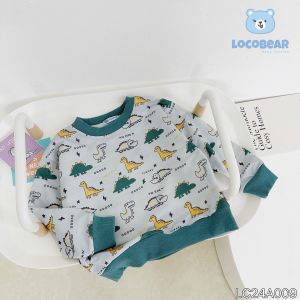 BE213 Áo thun dài tay khủng long LOCOBEAR áo phông bé trai Thu Đông phong cách Hàn
