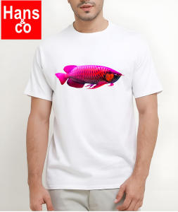 Kaos Pria Model Terkini Trending Motif 3D Bahan katun 24s Ikan Arwana Red   H0476