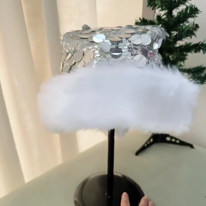 Lấp lánh lớn sequined giáng sinh Santa mũ với Furry TRIM sự kiện trang trọng hat lễ hội đạo cụ hat cho kỳ nghỉ thu thập