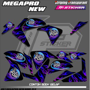 MEGAPRO NEW(COD) STIKER STRIPING MOTOR HONDA MEGAPRO NEW = STIKER LIST GRAFIK SIMPLE WARNA VARIASI DESAIN RACING HOLOGRAM DAN TRANSPARAN BISA COD IP.KODE 313