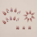 Ungu berkilauan mawar putih gradien bunga tiga dimensi menghancurkan manikur peri berlian fake nail kuku palsu + lem nail art. 