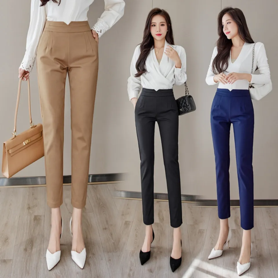 HoneyCollection---CARNATION High Waist Office Pants For Ladies Slacks Slim  Fit Trousers