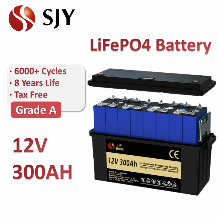 Grade A 12V 300AH LiFePO4 lithium iron phosphate battery pack for Solar ...