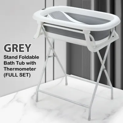 HOMIE Stand Foldable Bath Tub with Thermometer/Baby Bath/Without Bending Over/Large Capacity BathTub