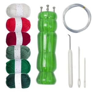 Professional Knit Spool Looms with Wool set Cord Rope Knitting Weaving Tool with Colorful Wool 6-color/8-color Durable