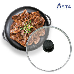 Asta Panggangan Anti Lengket Grill Pan Tutup Kaca BBQ Koki Pan Food Grade 34 cm