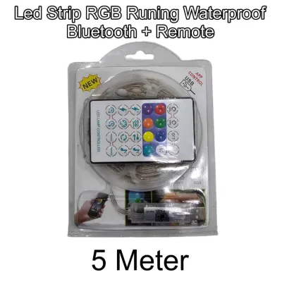 Lampu LED Strip Running RGB Smart App 5 meter 10 Meter Bluetooth Remote USB Plug Waterproof Dekorasi Kamar Natal Tahun Baru Acara Pesta Ultah Kemerdekaan 17 Agustus Konten