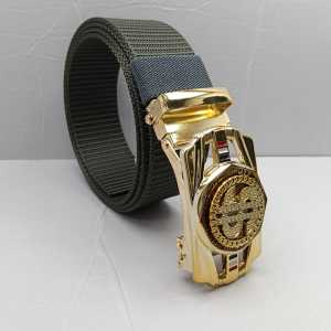 IKAT PINGGANG PRIA SABUK NYLON CANVAS GESPER AUTOMATIS  ELEGANT SIMPLE MEN BELT KINCIR GOLD-COD