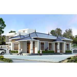 9x14m Bản Vẽ Thiết Kế Nhà Cấp 4 Mái Nhật Đẹp Chuẩn Hiện Đại. In Giấy A3 ảnh 3D màu Kiến Trúc Kết Cấu Điện Nước.
