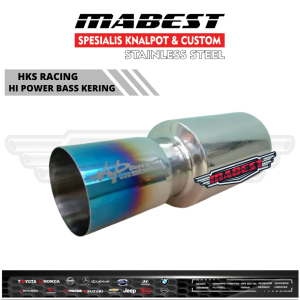 HKS Knalpot Racing Mobil Hi-Power Burntipe Suara Full Gahar Bass 3.5inc
