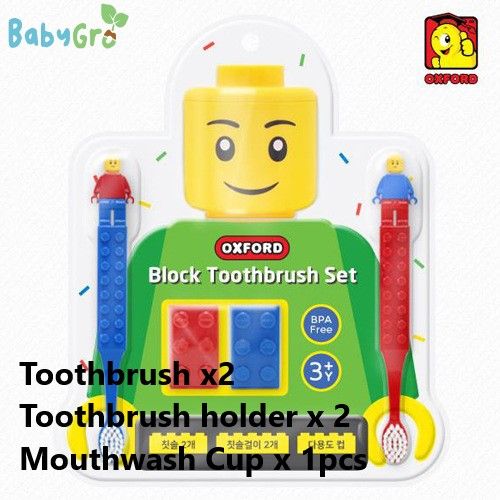 Korea Oxford Lego Blocks 3in1 Toothbrush Set (1xcup 2x toothbrush