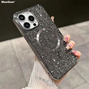 Luxury Bling Sequin Glitter For Magsafe Magnetic Case For iPhone 17 Air 16 15 14 13 12 11 Pro Max Plus 17Pro Plating Armor Cover