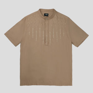 CUTOFF Rashad Kemeja Koko Cotton Rayon Kasual Bordir Basic Polos Pria Lengan Pendek