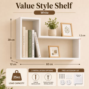 IronRoot Wall Mounted Shelf Organizer White Floating Wall Rack for Books Decor Skincare Office Storage Shelf