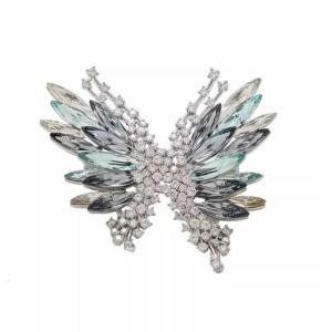Elegant Vintage Zircon Inlayed Butterfly Brooch For Women Clothing Dresses Hats Lightweight Alloy Accessory
