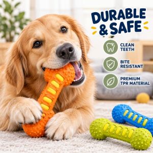Lucky DAYS.my SKISOPGO Squeaky Dog Chew Bone Durable Bite Resistant Teeth Cleaning Toy For Medium Large Dogs