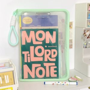 【SG Stock】Cute Mesh Document Bag with Handle - A4 Transparent File Folder for School & Office