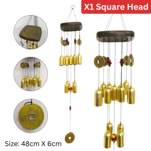 Feng Shui Bell Wind Chime with Sound Chimes Lucky Wind Sale Wind Chimes Lucky Charm - Retro Metal Chinese Coin Buddha Hanging Decor for Home Outdoor Garden Big Size Vintage Fengshui Decoration for Wealth Luck