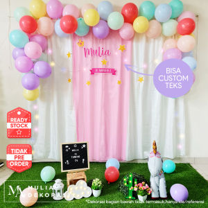 Dekorasi Backdrop Ulang Tahun Is Turning Tema Pastel Macaron