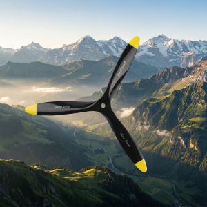 Real hawk 10-14" 3-Blade Beech Wood Propeller CCW/CW Black for Scale Gas RC Airplanes Durable Realistic Upgrade Accessories