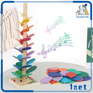 Music Tree Mainan Edukasi Anak Wooden Ball Track Montessori Perakitan Daun Rainbow Ball Game