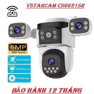 Camera Ba Mắt VSTARCAM CS621SR-6MP Siêu Nét Kết Nối Wifi Coi 3 Khung Hình 3 Hướng 1 Lúc Bảo Vệ 360 Đàm Thoại 2 Chiều Cảm Biến Hồng Ngoại Bảo Hành 1 Năm.