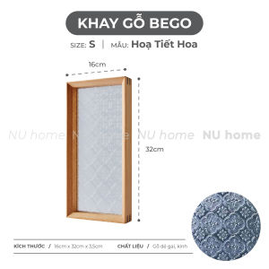 Khay chữ nhật - Bego | nuhome.vn | khay gỗ mặt kính hoạ tiết cao cấp khay gỗ đựng đồ chụp ảnh khay trang trí phong cách Hàn Quốc