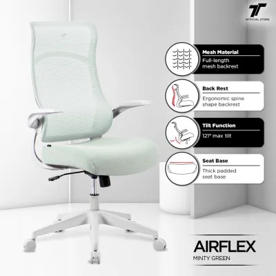 TT Airflex Ergochair Home Office Mesh Chair Executive Ergonomics Chair - Coral Red and Minty Green