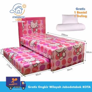 Kasur 2in1 Set Sorong Busa Rebounded Motif Helo Kity - Fullset - Khusus Pengiriman Wilayah Jabodetabek