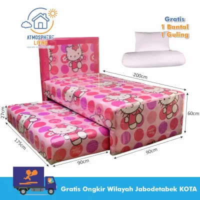 Kasur 2in1 Set Sorong Busa Rebounded Motif Helo Kity - Fullset - Khusus Pengiriman Wilayah Jabodetabek