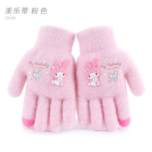 Kuromi Children Gloves Winter Knitted Warm Full Finger Girl Princess Girl Child Toddler Baby Wool Five Finger