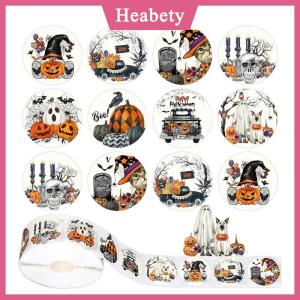 Heabety 500Pcs CuộN Vui Halloween trang trí dán dễ thương bí ngô ma sọ Spider BAT nhãn decal graffiti dán điện thoại tự làm