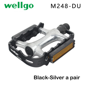 WELLGO Ultralight Bearing Pedals M248 Road Bike Pedal MTB Accessories M248DU Aluminum Alloy Black Silver Mountain Bicycle Parts