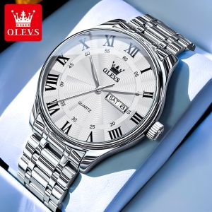 OLEVS watch for men original waterproof rosebud pattern luminous dual calendar sport watch men watches
