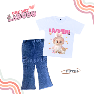 SETELAN ANAK LABUBU / KAOS DAN CELANA CUTBRAY CARGO / SETELAN ANAK PEREMPUAN 1-8 TAHUN