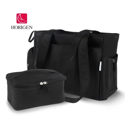 Horigen 2 in 1 big size mommy diaper bag with insulated cooler bag for mothers travel large capacity waterproof handbag multi usage maternity tote