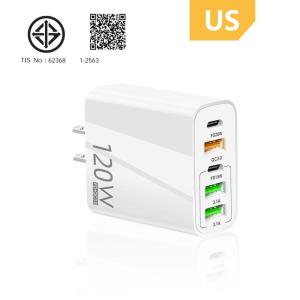 65W 120W PD ชาร์จด่วน 3.0 อะแดปเตอร์โทรศัพท์ US 3USB + Type-C หัวชาร์จ 30W PD ที่ชาร์จโทรศัพท์มือถืออเนกประสงค์แบบหลายพอร์ต
