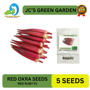 VALUE PACK (5PCS SEEDS) RED OKRA/RED RUBY F1/HYBRID/EASY TO PLANT/EASY TO GROW/ FOR GARDEN & FARMING