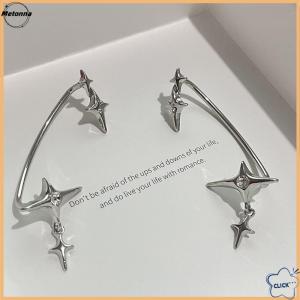 Follow Get More【Metonna】 1Pair Fashion Color Star Clip Ear Cuff Earrings for Women Zircon No Trendy Ear Clip Gothic Irregular Earcuff Earring Jewelry