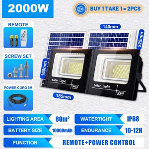 GXG Solar Light Outdoor Waterproof LED Light Flood Light With Remote IP67 Street Lamp 999X Bright MAX