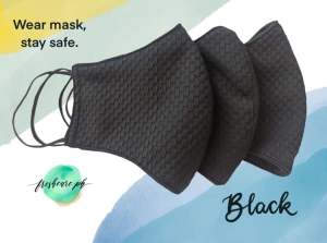 3 layer Face Mask with Pellon Filter - BLACK Reusable Washable Anti Dust Dust Proof for Adult Snug fit Daily Outfit OTD