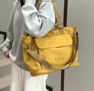 ALO Fashion Work Tote Bag Front Pocket Waterproof Daily Shoulder Bag Removable Wide Strap Yoga Shopping Handbag For Women