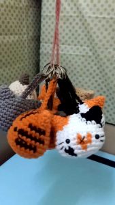 Handmade Crochet Cat Keychain Cat Ornament Gift Crochet Kitty crochet cat handmade stuffed kitty handmade toy
