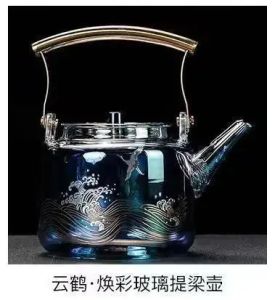 FFBH High Temperature Shell Color Burning Glass Teapot Thickened Large-capacity Filter Teapot Dazzling Flower Teapot Lifting Beam Pot 8N6Y2