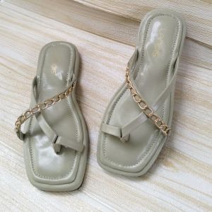 LANOES - Sandal Platform Wanita Jepit Rantai Sendal Wanita Kekinian Terbaru