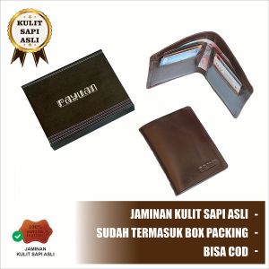Payuan - Dompet Lipat Pria Kulit Sapi Asli Warna Coklat